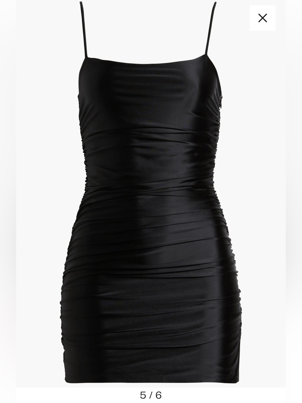 Nordstrom Black Ruched Spaghetti-Strap Mini Dress